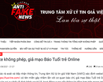 Trung tâm xử lý tin giả Việt Nam thông tin về website không phép, giả mạo báo Tuổi Trẻ Online