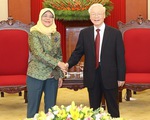 Tổng bí thư, Thủ tướng và Chủ tịch Quốc hội tiếp Tổng thống Singapore
