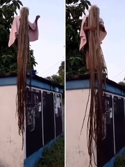 Choáng với màn 'flex' mái tóc nuôi 40 năm