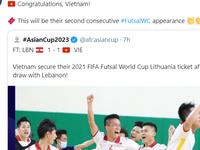 FIFA chúc mừng futsal Việt Nam lần thứ hai góp mặt ở World Cup