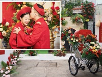 Không gian lễ vu quy đậm phong cách xưa của cô dâu Liêu Hà Trinh