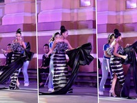 Thảo Trang rụng nơ khổng lồ khi đang hát