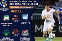 Lịch trực tiếp AFC Champions League: Hoàng Anh Gia Lai - Sydney