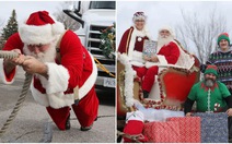 Ông già Noel kéo xe ô tô hơn 16 tấn đi ‘phát quà’