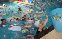 Trường cho học sinh bơi trong bể 'ô nhiễm' để dạy về rác nhựa