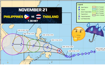 Bão đã đi qua nơi tổ chức trận Philippines - Thái Lan