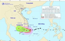 Bão số 9 có xu hướng dịch chuyển xuống phía Nam