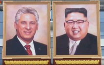 Chân dung lãnh đạo Kim Jong Un trưng lớn dịp đón Cuba