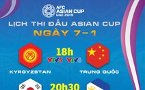 Lịch truyền hình Asian Cup 2019 ngày 7-1