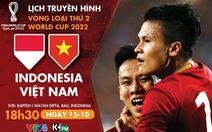 Lịch trực tiếp Indonesia gặp Việt Nam ở vòng loại World Cup 2022