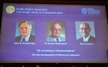Nobel hóa học 2019 tôn vinh các công trình phát triển pin lithium-ion