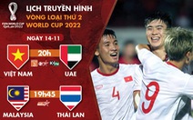 Lịch trực tiếp trận Việt Nam - UAE, Malaysia - Thái Lan ở vòng loại World Cup 2022