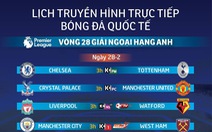Lịch truyền hình vòng 28 Premier League: Đại chiến Chelsea - Tottenham
