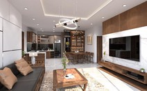 Căn hộ 3 phòng ngủ trở nên sang trọng, hiện đại hơn nhờ chất liệu gỗ tối màu