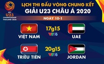 Lịch trực tiếp U23 Việt Nam gặp UAE ở Giải U23 châu Á 2020