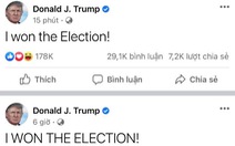 Ông Trump 2 lần trong ngày tuyên bố 'đã chiến thắng bầu cử'