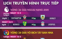 Lịch trực tiếp bóng đá châu Âu ngày 15-2: Liverpool sẽ 'bỏ túi' Norwich?