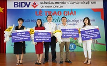 BIDV Chợ Lớn trao giải 'Gửi tiết kiệm Xanh, cuộc sống trong lành'
