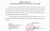 Tạm hoãn Giải bóng đá hạng nhất 2020