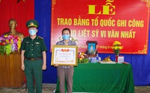 Trao bằng Tổ quốc ghi công cho sĩ quan biên phòng hi sinh khi đánh án ma túy