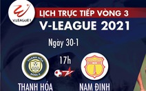 Lịch trực tiếp vòng 3 V-League 2021: Thanh Hóa - Nam Định, Sài Gòn - SLNA