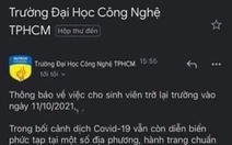 'Sinh viên HUTECH trở lại trường ngày 11-10' là tin giả