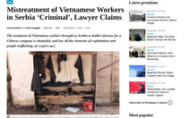 Đang xác minh thông tin lao động Việt tại Serbia bị chủ Trung Quốc bắt nhốt