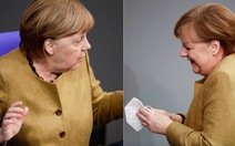 Khoảnh khắc đáng yêu khi bà Merkel 'hốt hoảng' vì quên khẩu trang
