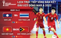 Lịch trực tiếp U23 Việt Nam - U23 Timor Leste