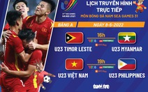 Lịch trực tiếp SEA Games 31: U23 Việt Nam - Philippines