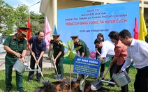 Lãnh đạo TP.HCM trồng cây bàng vuông do nhân dân Trường Sa gửi tặng