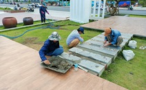 Sửa chữa tháp Trầm Hương Nha Trang sau vụ du khách ngã tử vong