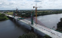 Hợp long cầu bắc qua sông Vàm Cỏ Tây, thông xe toàn tuyến Vành đai TP Tân An trong năm 2023