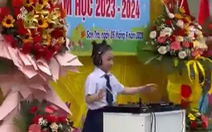 Xôn xao nữ học sinh tiểu học làm DJ trong ngày khai giảng, cô giáo và các bạn cùng nhảy