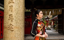 Chịu cái lạnh 2 độ C, Ngọc Hân vẫn rạng rỡ chụp ảnh áo dài  ở Nhật Bản