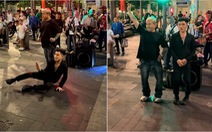 Hai chàng trai nhảy cực cuốn trên phố đi bộ Nguyễn Huệ