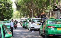 Xe taxi đậu kín đường xung quanh sân bay Tân Sơn Nhất, bãi đệm quá tải