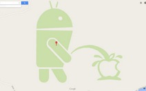Logo Android tè lên logo Apple trên Google Maps
