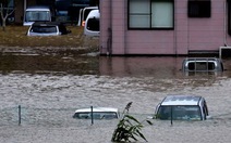 Xe hơi trôi như thuyền giấy khi bão tràn qua Nhật 