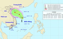 Vùng áp thấp mạnh lên thành áp thấp nhiệt đới trên Biển Đông