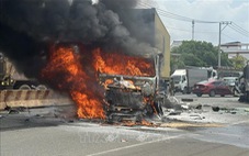 Cháy xe container sau tai nạn liên hoàn, nhiều người bị thương