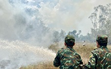 Đang cháy rừng ở Vườn quốc gia Tràm Chim