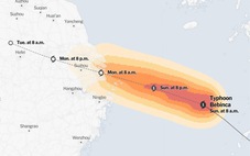 Bão Bebinca với sức gió 180km/giờ hướng về phía đông Trung Quốc