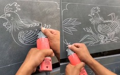 Vẽ gà trên đá hoa cương siêu đỉnh