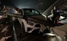 Mưa đá, giông lốc dữ dội ở Yên Bái, ôtô bị cột điện, cây xanh đè bẹp