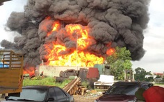 Cháy lớn tại kho bãi chế biến dầu thải ở Hải Phòng