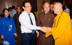 Bí thư Thành ủy TP.HCM thăm, chúc mừng Pháp chủ Hội đồng Chứng minh Giáo hội Phật giáo VN