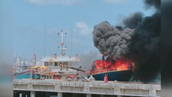 Cháy tàu cá vỏ thép ở cảng Hòn Rớ, chủ tàu thiệt hại hàng tỉ đồng