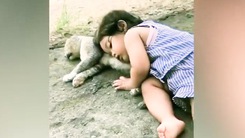 Video: Em bé gối đầu ngủ quên trên chú mèo hoang, cả nhà thảng thốt đi tìm