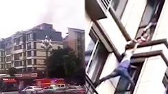 Video: Người đàn ông trèo lên tầng 3 của tòa nhà đang cháy, giải cứu cháu bé bị kẹt